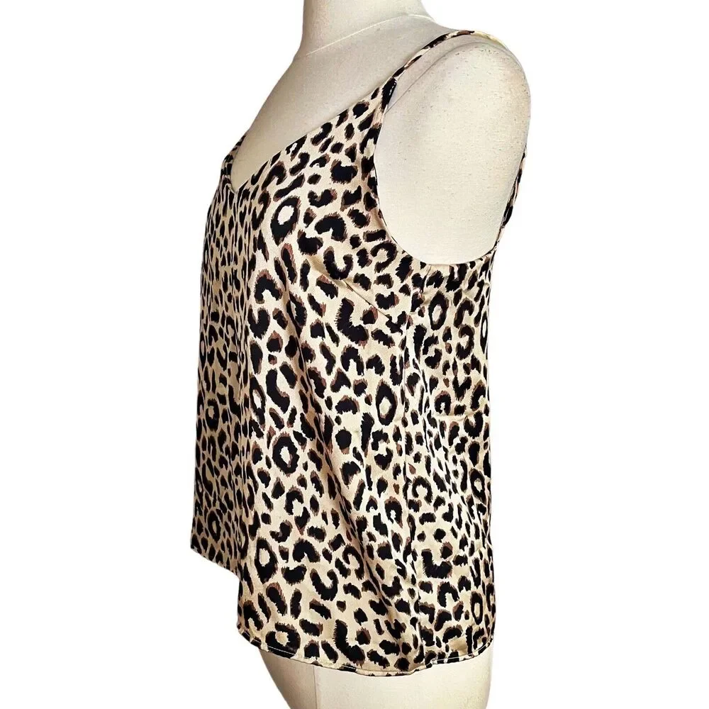 Gilli Cheetah Tank Cami Size M in Black and‎ Tan Adjustable Strap Lagenlook